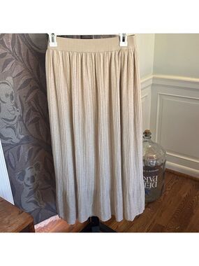 Metro Wear Cream Tan Metallic Gold Midi Maxi Skirt Fully Lined Gorgeous Large